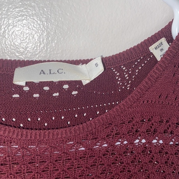 A.L.C Burgundy Boho Eyelet Stretch Fringe Top - Picture 5 of 7